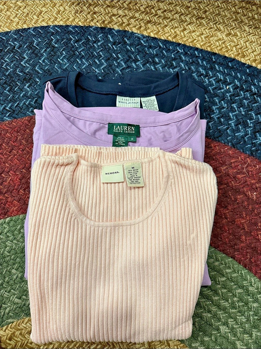 Lauren Ralph Lauren Ribbed Crew Neck Pink & Purple Medium